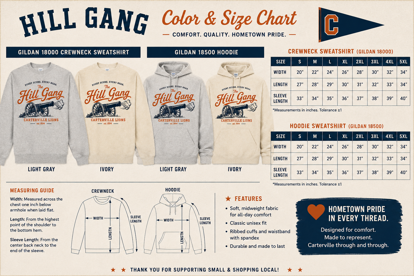 Hill Gang Hoodie/ Crewneck Sweatshirt