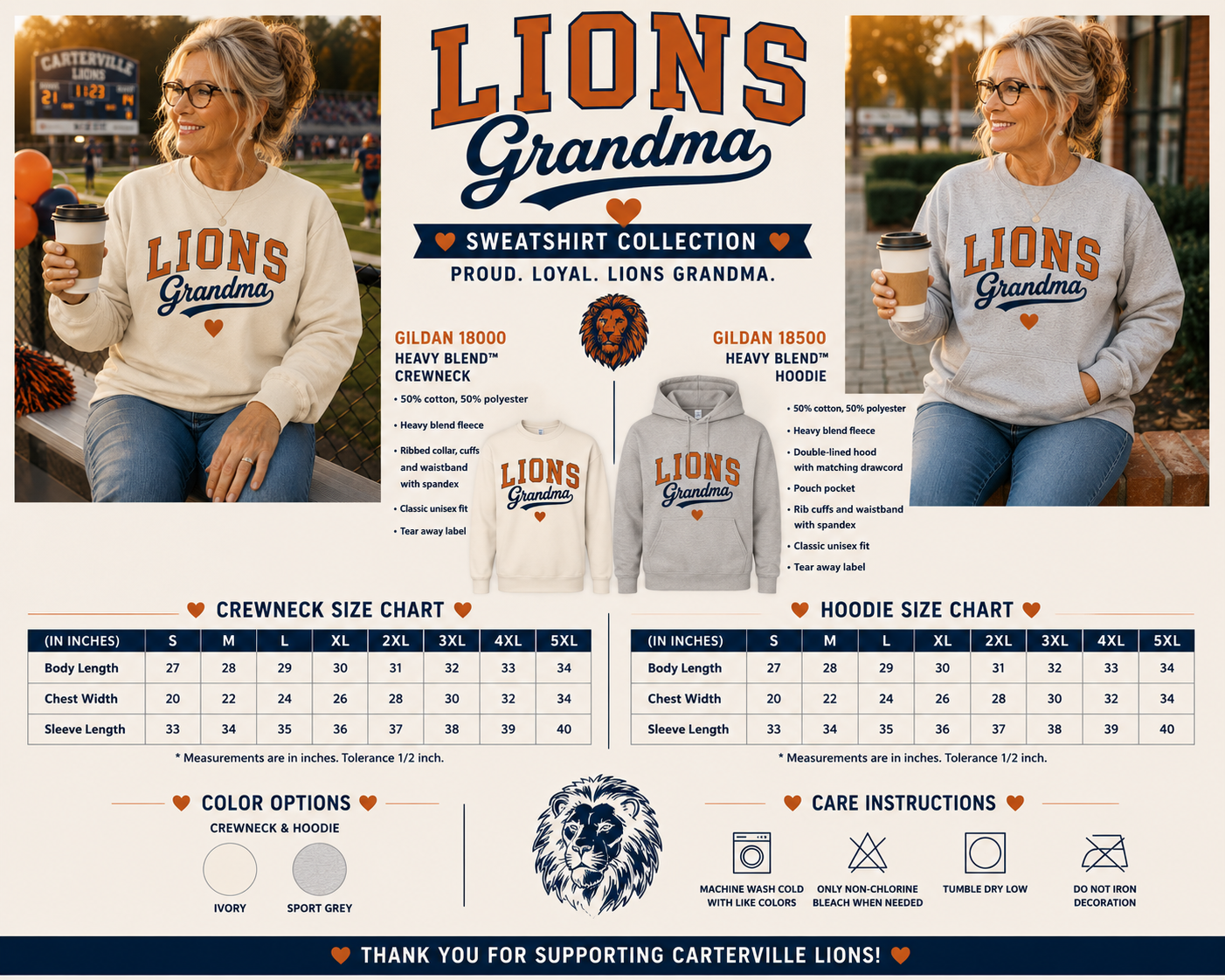 Lion Grandma Hoodie/ Crewneck Sweatshirt