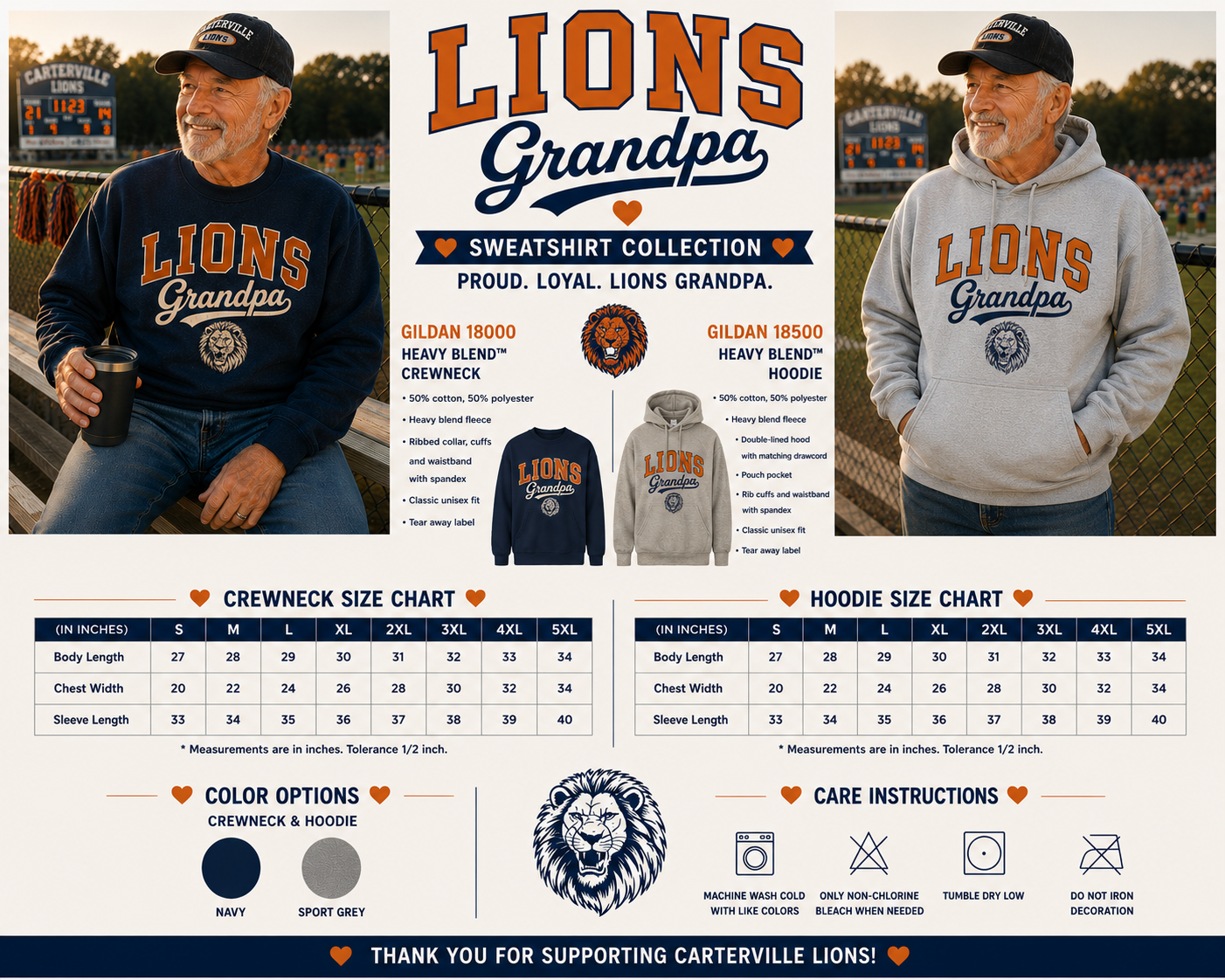 Lion Grandpa Hoodie/ Crewneck Sweatshirt