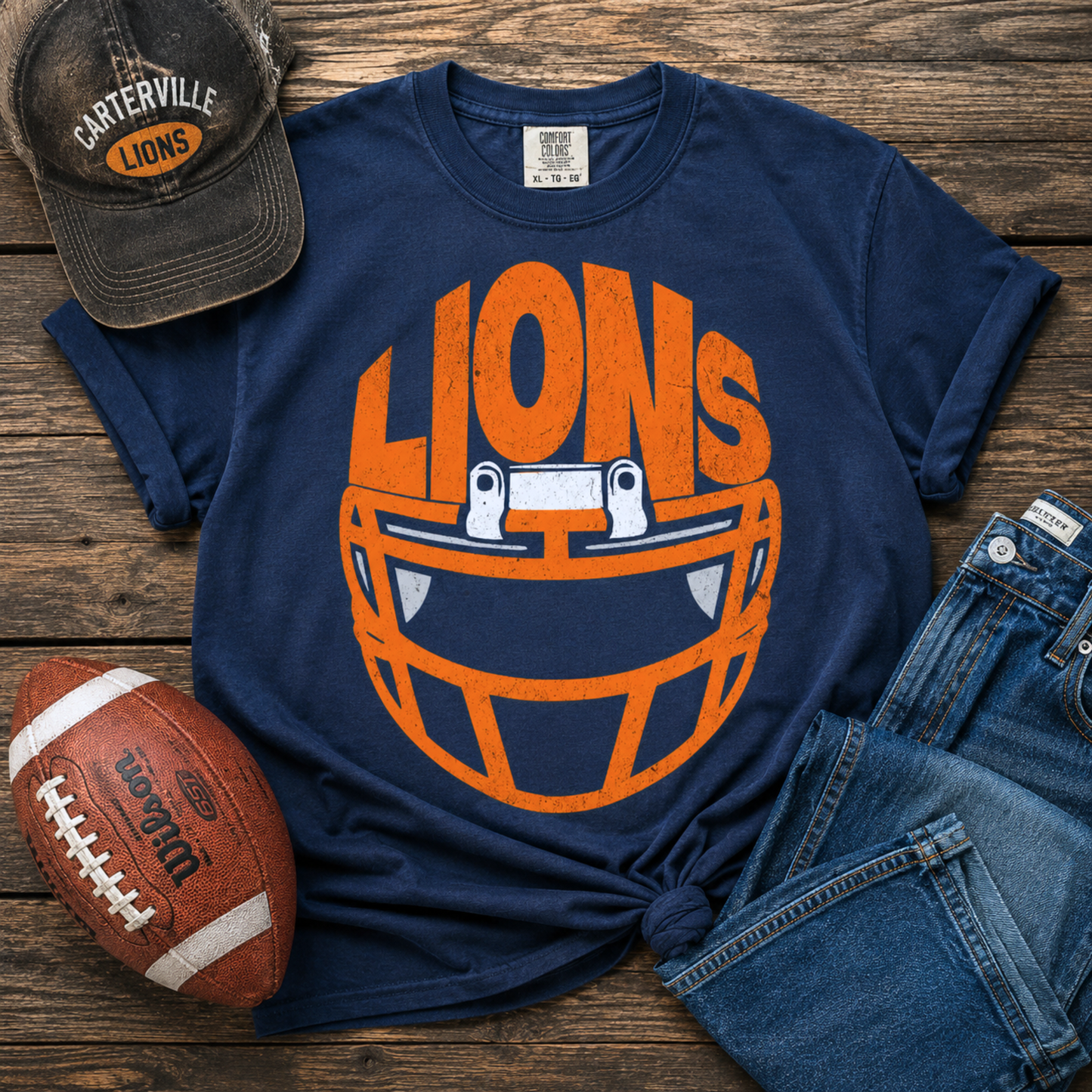Lions Football Helmet Tee