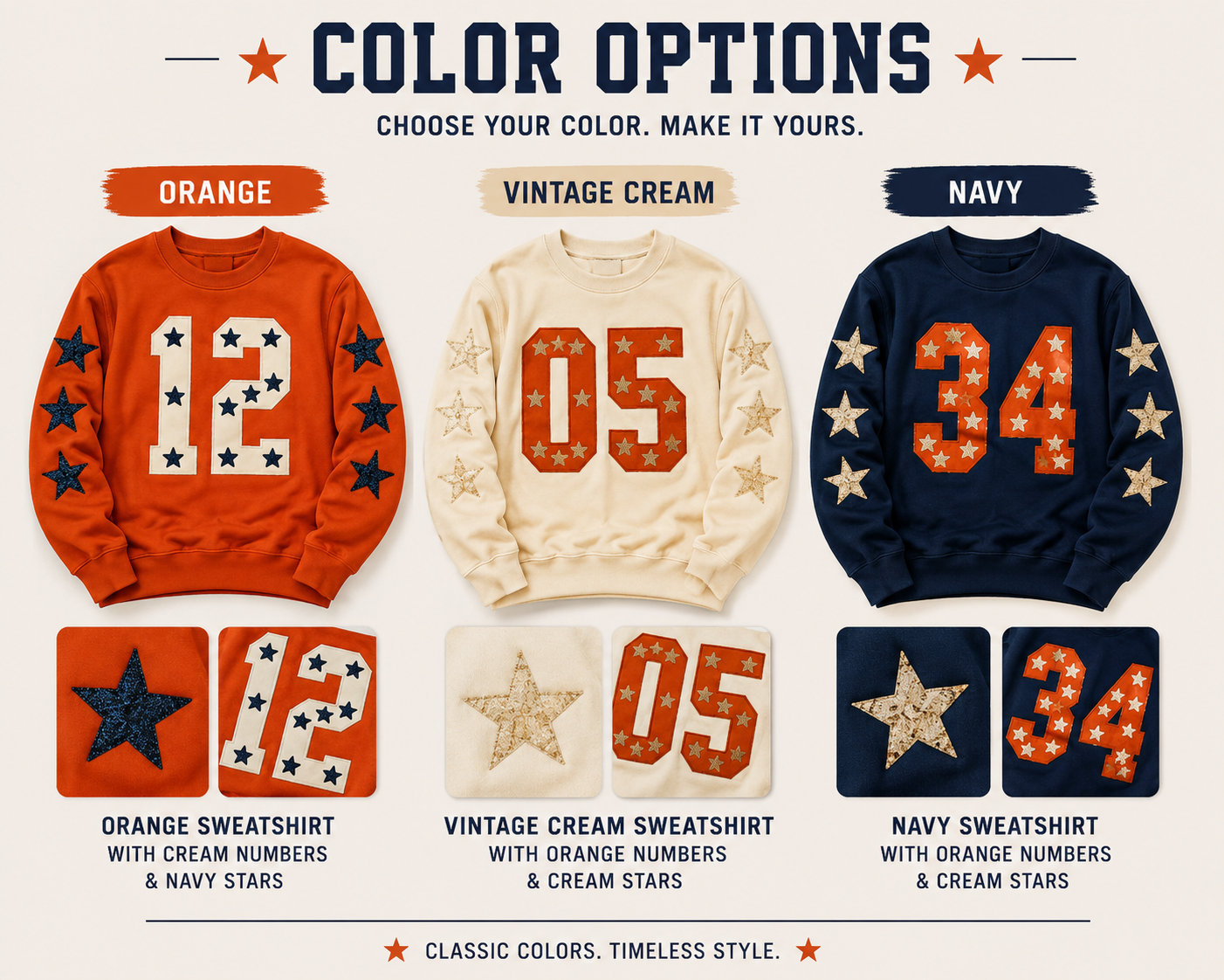 Varsity Star Numbers Sweatshirt (Personalized)