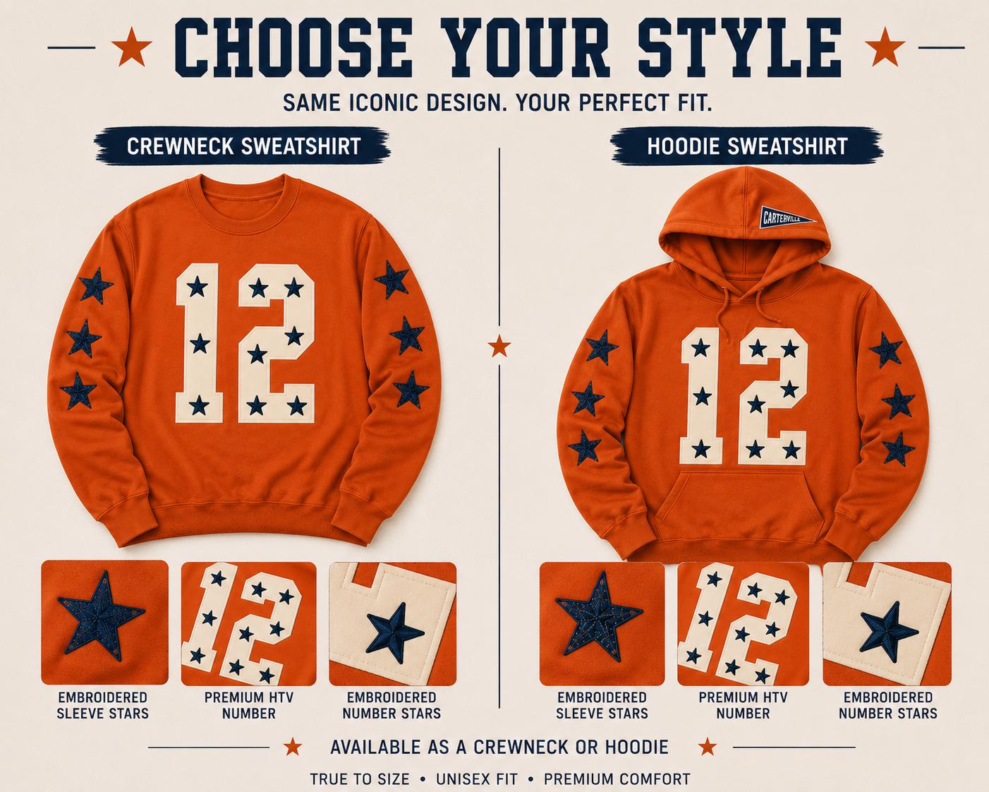 Varsity Star Numbers Sweatshirt (Personalized)