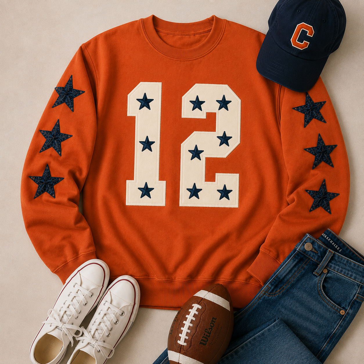 Varsity Star Numbers Sweatshirt (Personalized)